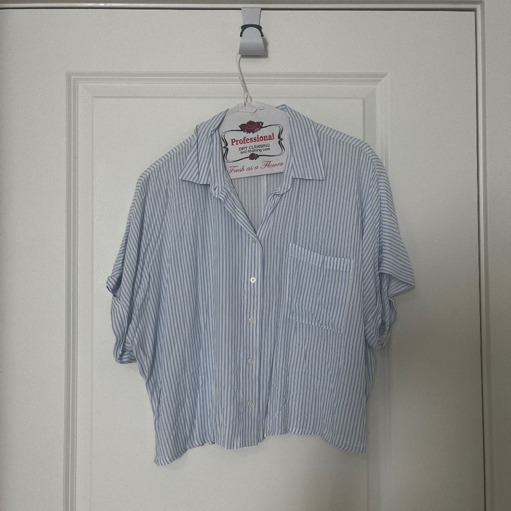 Blue striped button up